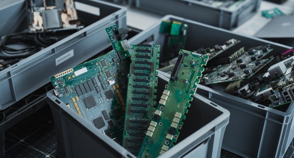 Close-up,Shot,Of,Boxes,With,Computer,Parts,Sorted,For,Recycling