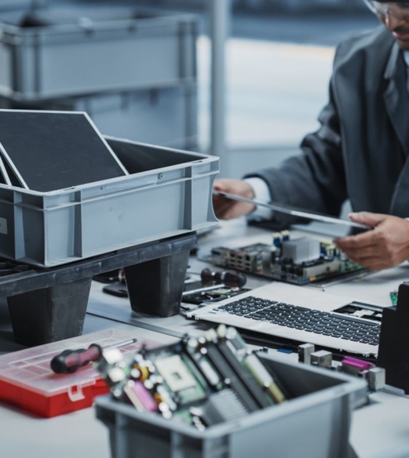 Close,Up,Shot,Of,Boxes,With,Motherboards,And,Displays,From
